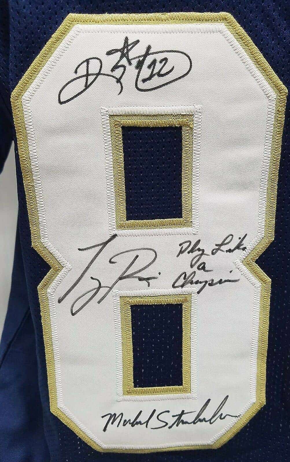 Lou Holtz – Notre Dame 1988 National Champs Multi-Signed & Inscribed Jersey  – Custom Navy