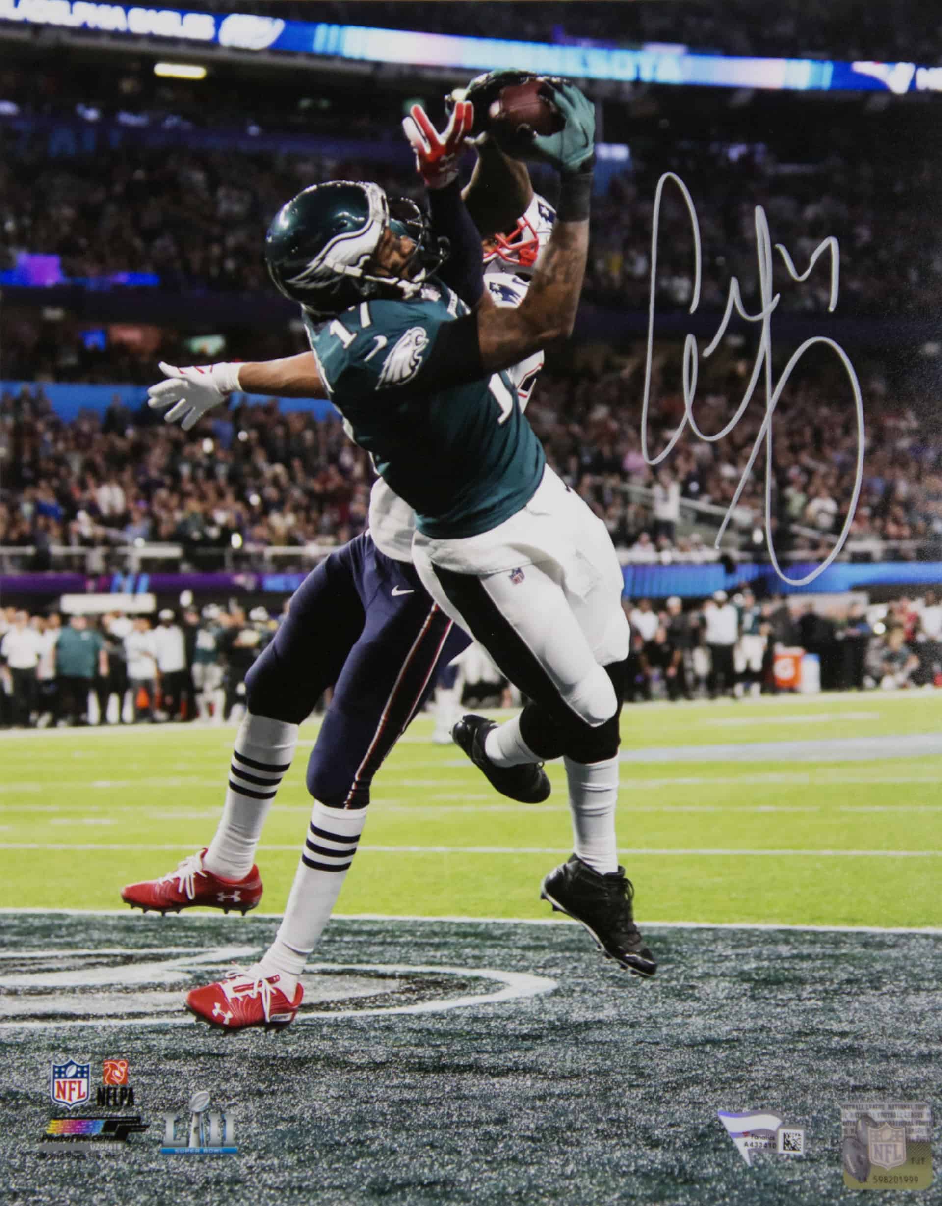 Alshon Jeffery Signed 11×14 Photo – Eagles Super Bowl LII TD Catch (Silver)