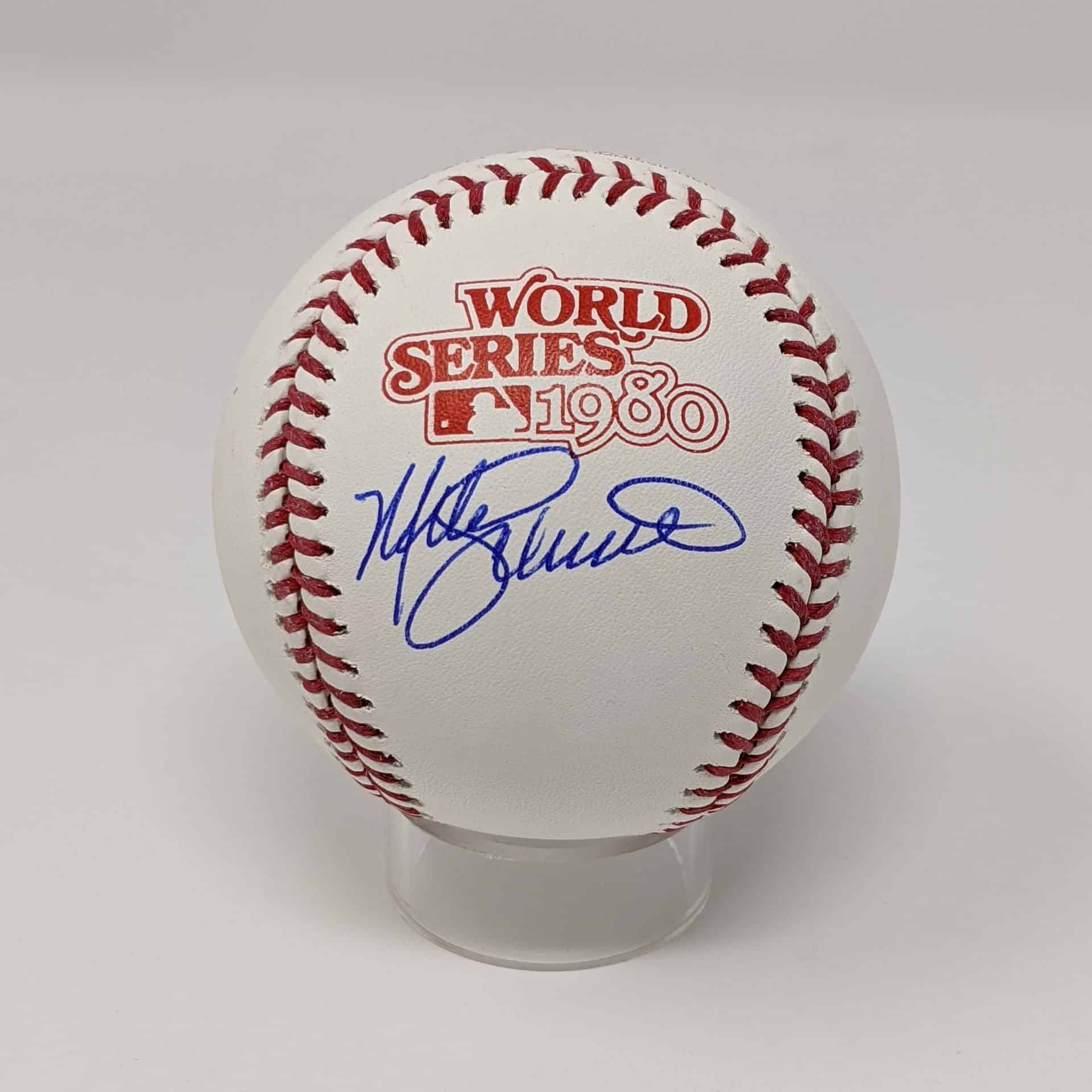 Beautiful Mike Schmidt 1980 W.S. MVP Signed Official World Series Jers —  Showpieces Sports